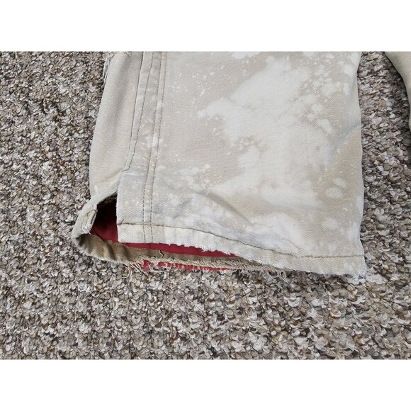 Carhartt Insulated Overalls Mens Tan Canvas Bleached Bib 38x26 Per Measurement - Picture 4 of 9